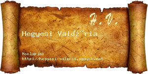 Hegyesi Valéria névjegykártya